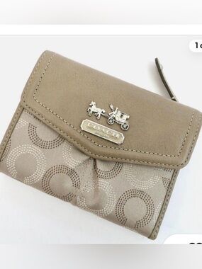 coach madison khaki signature canvas wallet with pink leather interior, NWT